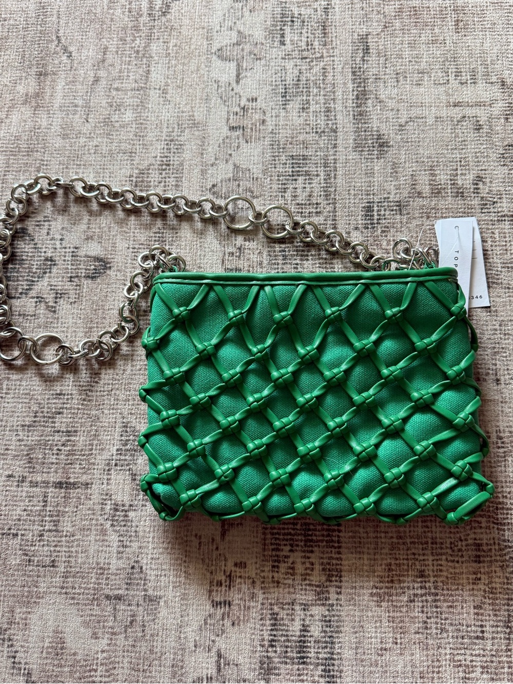 Woven Knot-Detail Bag in Emerald Green